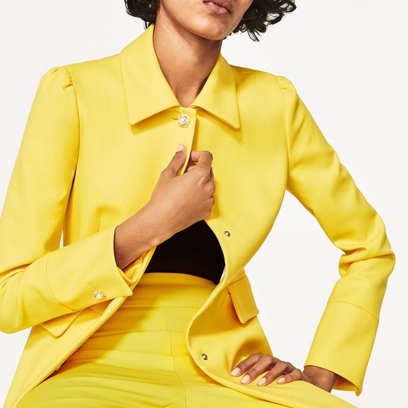 Zara Jackets & Blazers - NWT Zara Yellow Frock Coat with Pearl Button